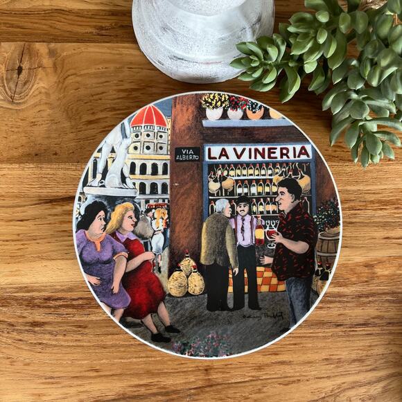 Guy Buffet Italian Village Plates Set of 6 Santa Barbara Ceramic w Box Unused - Picture 5 of 13